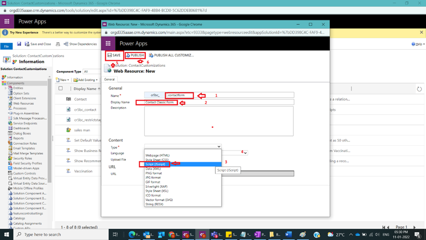 Creation of Web resource Through CRM Classic UI in Dynamics CRM